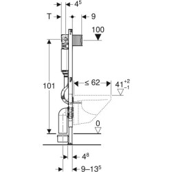 Asma klozet için Geberit Duofix elemanı, 112 cm, Omega 12 cm gömme rezervuar ile - 4