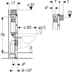 Asma klozet için Geberit Duofix elemanı, 82 cm, Omega 12 cm gömme rezervuar ile - 4