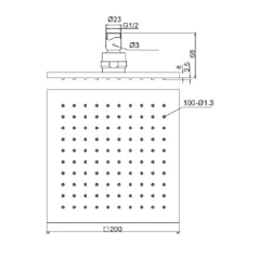 Bocchi AIR2 200S Tepe Duşu, 200x200 mm Krom - 2