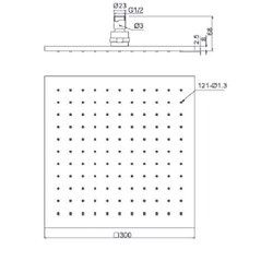 Bocchi AIR2 300S Tepe Duşu, 300x300 mm - 2