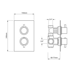 Bocchi Ankastre Termostatik Duş Bataryası 2 Çıkışlı Krom 5450 0004 - 2