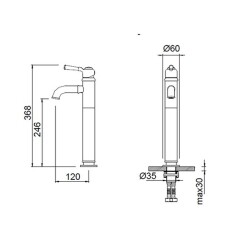 Bocchi Burlington Tek Kumandalı Yüksek Lavabo Bataryası Krom 1004 0002 - 2