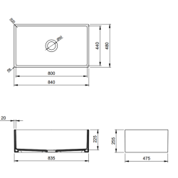 Bocchi Contempo 84 cm Mutfak Eviyesi Mat Gri - 2