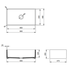 Bocchi Contempo 84 cm Mutfak Eviyesi Mat Siyah - 2