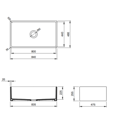 Bocchi Contempo 84 cm Mutfak Eviyesi Parlak Beyaz - 2