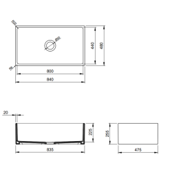 Bocchi Contempo 84 cm Mutfak Eviyesi Parlak Siyah - 2