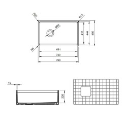 Bocchi Contempo Step Rim Mutfak Eviyesi 76 cm Mat Gri 1344-006-0120 - 4