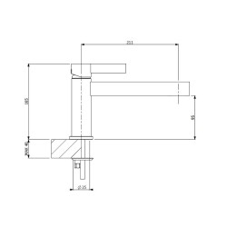 Bocchi Cube Lavabo Bataryası Uzun Çıkış Uçlu Krom 1015 0003 - 2