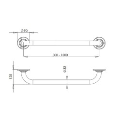 Bocchi Düz Tutunma Barı Mat Paslanmaz Çelik 150 cm TBPC-101-1150 - 2