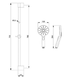 Bocchi Etna Air² Touch² 3F, Sürgü Takımı Yuvarlak El Duşlu, Krom - 2