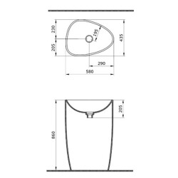 Bocchi Etna Batarya Banklı Monoblok Lavabo 58 cm Mat Buz Mavi 1337-029-0126 - 2