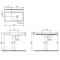 Bocchi Fenice 90 cm Etajerli Lavabo Mat Somon - 2