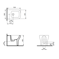 Bocchi Firenze Yerden Bide 52 cm, Mat Antrasit - 2