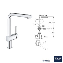 Bocchi Lavello 50 cm Seramik Eviye Grohe Minta Spiralli Eviye Bataryası Seti(Sifon Dahil ) - 3