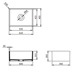 Bocchi Lavello 60 cm Mutfak Eviyesi Mat Siyah - 2