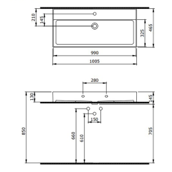 Bocchi Milano 100 cm Tezgah Üstü Lavabo Mat Beton - 2