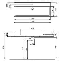 Bocchi Milano 120 cm Mat Beton Tezgah Üstü Lavabo - 2