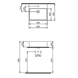 Bocchi Milano 50 cm Çanak Lavabo Batarya Delikli Mat Beton - 2