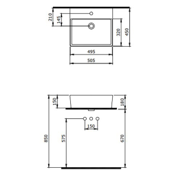 Bocchi Milano 50 cm Çanak Lavabo Batarya Delikli Mat Petrol Mavisi - 2