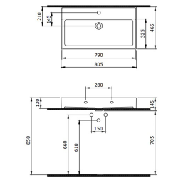 Bocchi Milano 80 cm Çanak Lavabo Mat Beton - 2