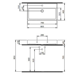 Bocchi Milano 80 cm Çanak Lavabo Mat Petrol Mavisi - 2