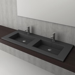 Bocchi Milano Çift Gözlü Lavabo 120 cm Mat Antrasit 1111-020-0126 - 2