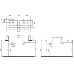 Bocchi Milano Çift Gözlü Lavabo 120 cm Mat Beton - 2