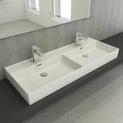 Bocchi Milano Çift Gözlü Lavabo 120 cm Mat Beyaz 1393-002-0132 - 2