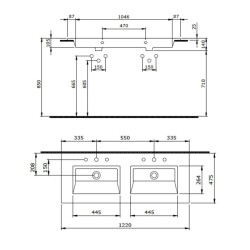 Bocchi Milano Çift Gözlü Lavabo 120 cm Mat Mint Yeşil 1111-033-0126 - 3