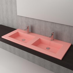 Bocchi Milano Çift Gözlü Lavabo 120 cm Mat Somon 1111-032-0126 - 2