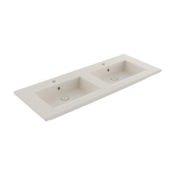 Bocchi Milano Çift Gözlü Lavabo 120 cm Parlak Bisküvi 1111-014-0126 - 1