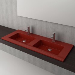 Bocchi Milano Çift Gözlü Lavabo 120 cm Parlak Kırmızı 1111-019-0126 - 2