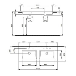 Bocchi Milano Çift Gözlü Lavabo 120 cm Parlak Kırmızı 1111-019-0126 - 3