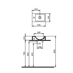 Bocchi Milano Dar Sağ Lavabo 37 cm Mat Beton - 2