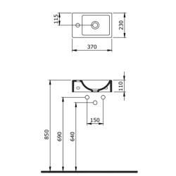 Bocchi Milano Dar Sağ Lavabo 37 Cm Mat Buz Mavi 1419-029-0126 - 3