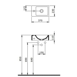 Bocchi Milano Dar Sağ Lavabo 37 Cm Mat Gri 1419-006-0126 - 3