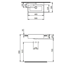 Bocchi Milano Dar Yarım Tezgah Lavabo 50x30 cm Mat Kahve - 2