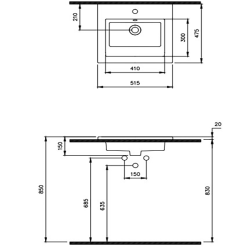 Bocchi Milano Etajerli Lavabo 50 cm Mat Antrasit - 2