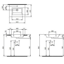 Bocchi Milano Etajerli Lavabo 60 cm Mat Beton - 2