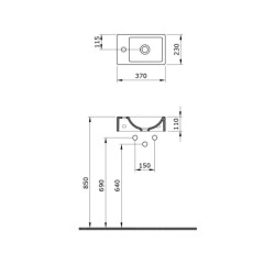 Bocchi Milano Lavabo Sağ Armatür Delikli Dar 37 cm Mat Yasemin 1419-007-0126 - 3