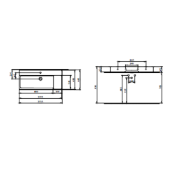 Bocchi Milano Sağdan Etajerli Lavabo 100 cm Mat Beton - 2