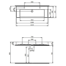 Bocchi Milano Sağdan Etajerli Lavabo 120 cm Mat Antrasit - 2