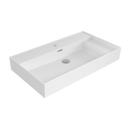 Bocchi Milano Sağdan Etajerli Lavabo 80 cm Mat Beyaz - 1