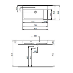 Bocchi Milano Sağdan Etajerli Lavabo 80 cm Mat Beyaz - 2