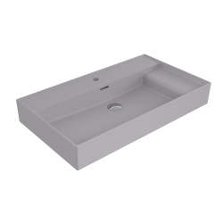 Bocchi Milano Sağdan Etajerli Lavabo 80 cm Mat Gri - 1