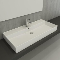 Bocchi Milano Tezgah Üstü Lavabo 100 cm Mat Beyaz 1378-002-0126 - 2