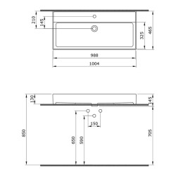 Bocchi Milano Tezgah Üstü Lavabo 100 cm Mat Beyaz 1378-002-0126 - 3