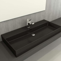 Bocchi Milano Tezgah Üstü Lavabo 100 cm Mat Siyah 1378-004-0126 - 2