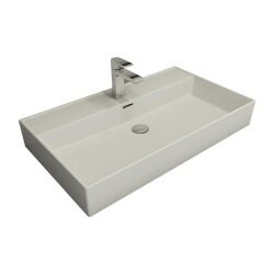 Bocchi Milano Tezgah Üstü Lavabo 80 cm Mat Beyaz 1377-002-0126 - 1