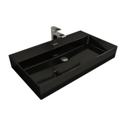 Bocchi Milano Tezgah Üstü Lavabo 80 cm Parlak Siyah 1377-005-0126 - 1